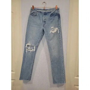 Levis Low Rise 501 Jeans Womens Destructed Y2K Waist 29x32